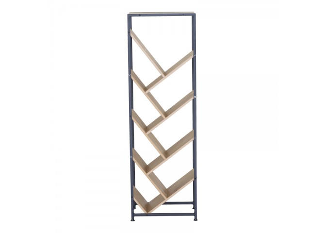 Βιβλιοθήκη Orunta pakoworld oak- μαύρο μέταλλο 40x26.5x125εκ
