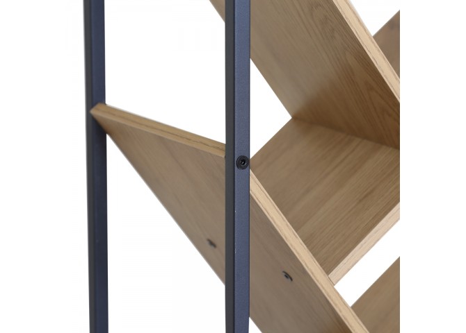 Βιβλιοθήκη Orunta pakoworld oak- μαύρο μέταλλο 40x26.5x125εκ