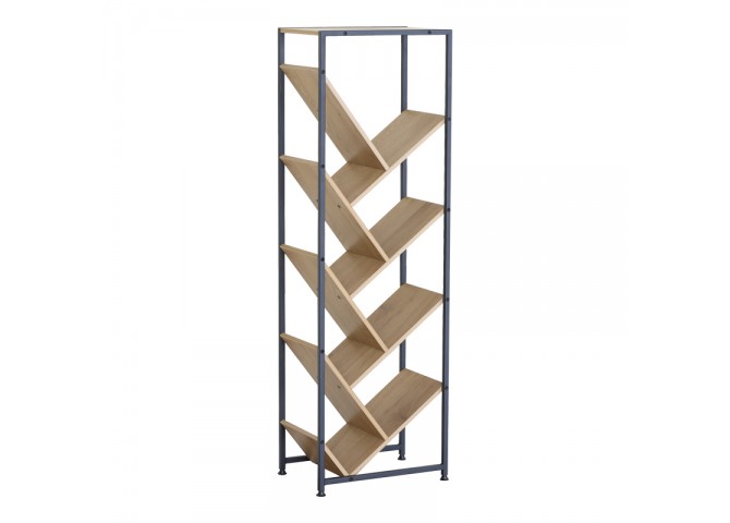 Βιβλιοθήκη Orunta pakoworld oak- μαύρο μέταλλο 40x26.5x125εκ