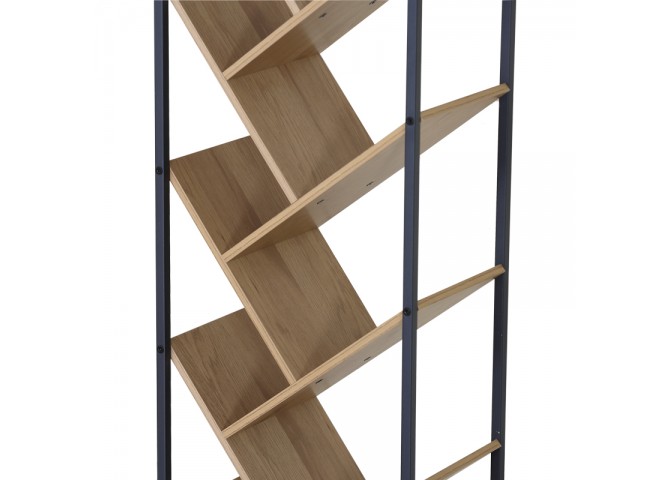 Βιβλιοθήκη Orunta pakoworld oak- μαύρο μέταλλο 40x26.5x150εκ