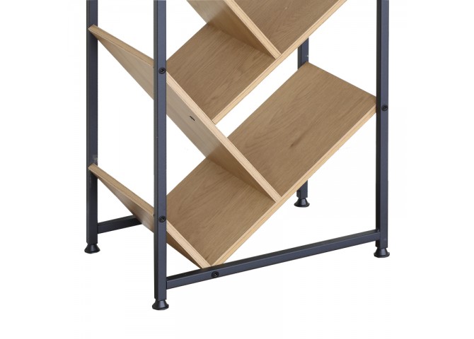 Βιβλιοθήκη Orunta pakoworld oak- μαύρο μέταλλο 40x26.5x150εκ