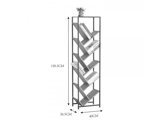 Βιβλιοθήκη Orunta pakoworld oak- μαύρο μέταλλο 40x26.5x150εκ