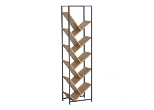 Βιβλιοθήκη Orunta pakoworld oak- μαύρο μέταλλο 40x26.5x150εκ