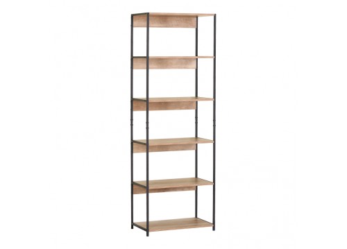 Βιβλιοθήκη Kaliano pakoworld oak-μαύρο μέταλλο 59.5x35x176.5εκ