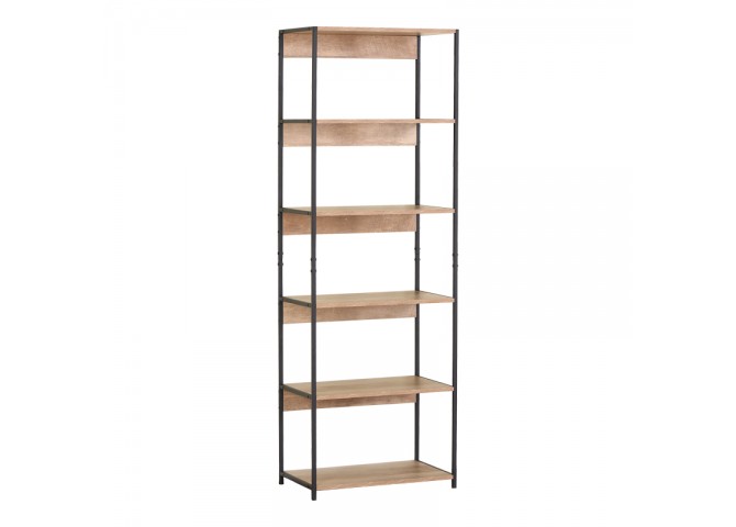 Βιβλιοθήκη Kaliano pakoworld oak-μαύρο μέταλλο 59.5x35x176.5εκ
