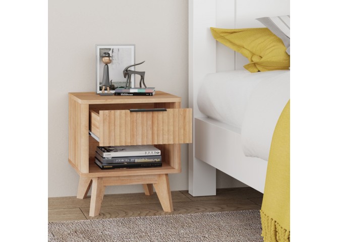 Κομοδίνο Hamea pakoworld mdf σε φυσική απόχρωση 45x39.5x50.2εκ