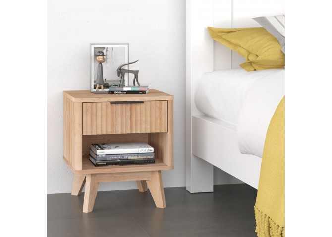 Κομοδίνο Hamea pakoworld mdf σε φυσική απόχρωση 45x39.5x50.2εκ