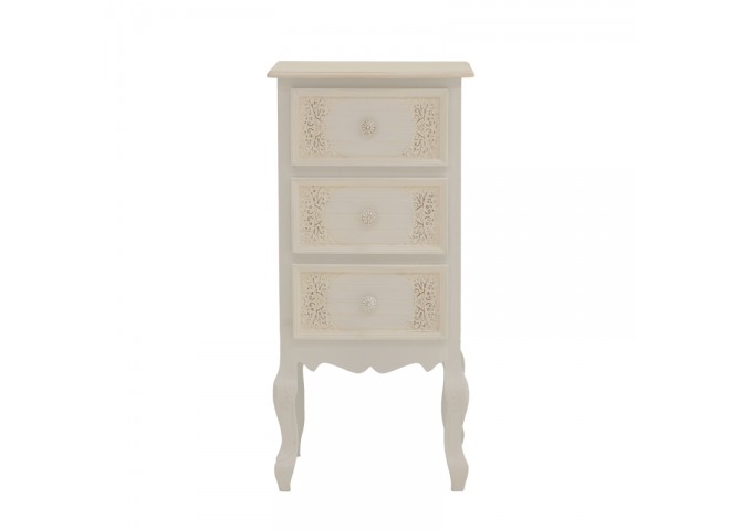 Κομοδίνο Pazlen Inart mdf σε λευκή αντικέ απόχρωση 40x34.5x82εκ