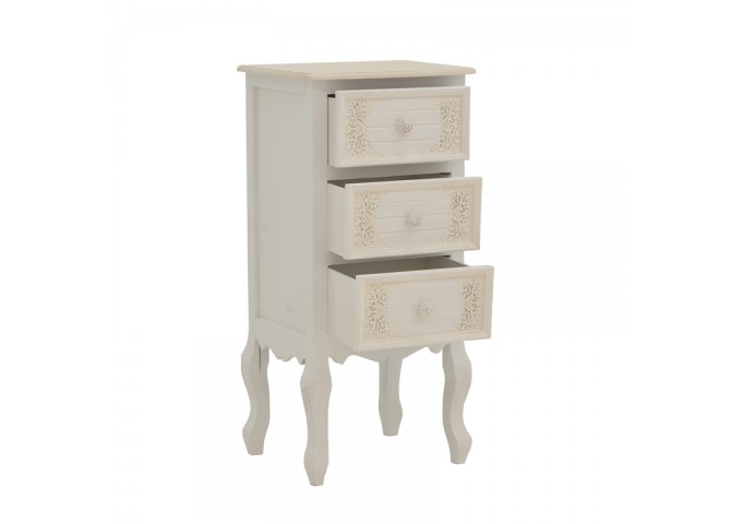 Κομοδίνο Pazlen Inart mdf σε λευκή αντικέ απόχρωση 40x34.5x82εκ