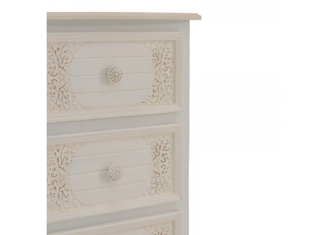 Κομοδίνο Pazlen Inart mdf σε λευκή αντικέ απόχρωση 40x34.5x82εκ