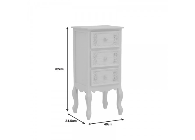 Κομοδίνο Pazlen Inart mdf σε λευκή αντικέ απόχρωση 40x34.5x82εκ