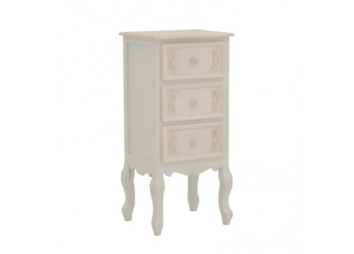 Κομοδίνο Pazlen Inart mdf σε λευκή αντικέ απόχρωση 40x34.5x82εκ