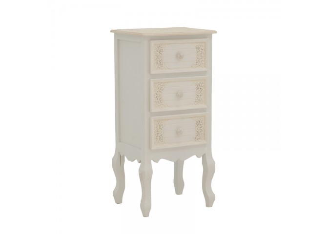 Κομοδίνο Pazlen Inart mdf σε λευκή αντικέ απόχρωση 40x34.5x82εκ