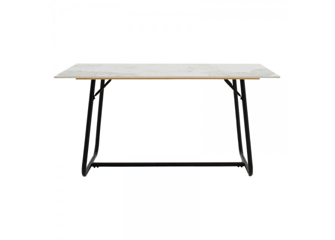 Τραπέζι Revello pakoworld sintered stone λευκό μαρμάρου-μαύρο 150x90x75εκ