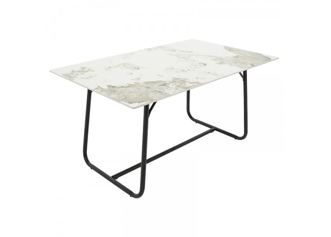 Τραπέζι Revello pakoworld sintered stone λευκό μαρμάρου-μαύρο 150x90x75εκ