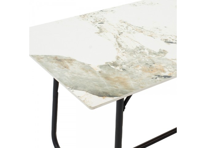 Τραπέζι Revello pakoworld sintered stone λευκό μαρμάρου-μαύρο 150x90x75εκ