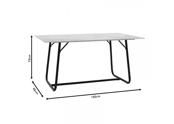 Τραπέζι Revello pakoworld sintered stone λευκό μαρμάρου-μαύρο 150x90x75εκ