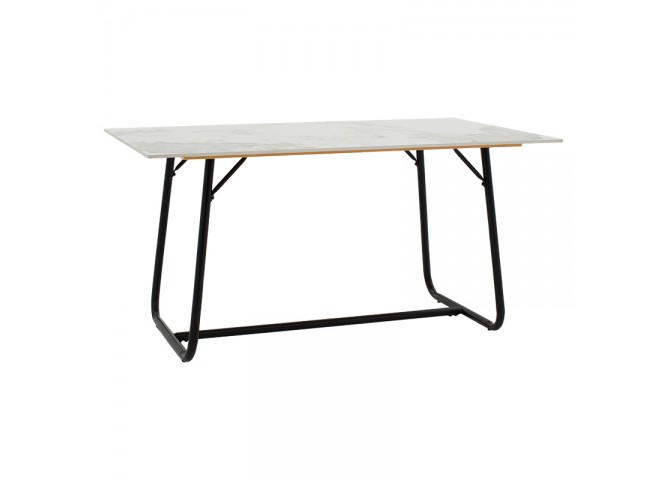 Τραπέζι Revello pakoworld sintered stone λευκό μαρμάρου-μαύρο 150x90x75εκ