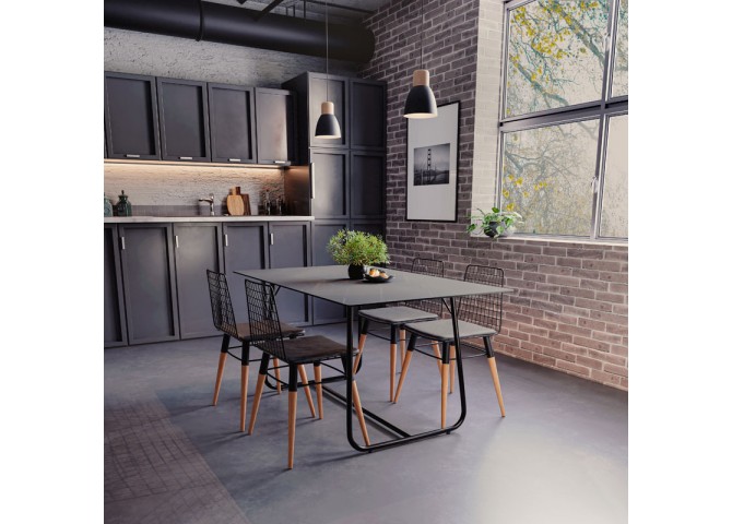Τραπέζι Revello pakoworld sintered stone μαύρο μαρμάρου-μαύρο 150x90x75εκ