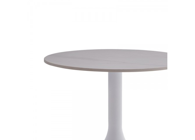Βοηθητικό τραπέζι Fabron Inart λευκό sintered stone Φ50x52εκ