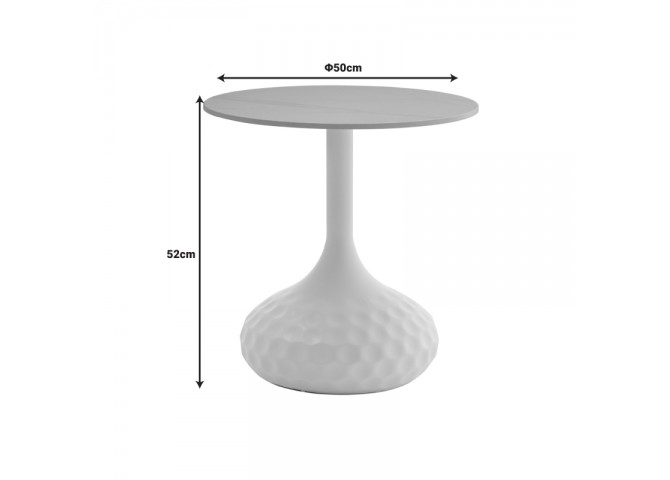 Βοηθητικό τραπέζι Fabron Inart λευκό sintered stone Φ50x52εκ