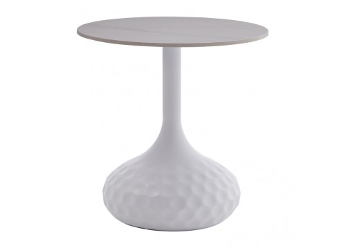 Βοηθητικό τραπέζι Fabron Inart λευκό sintered stone Φ50x52εκ