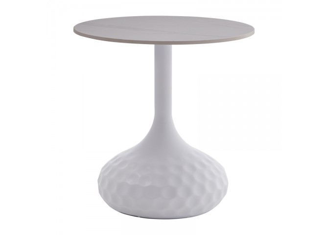 Βοηθητικό τραπέζι Fabron Inart λευκό sintered stone Φ50x52εκ
