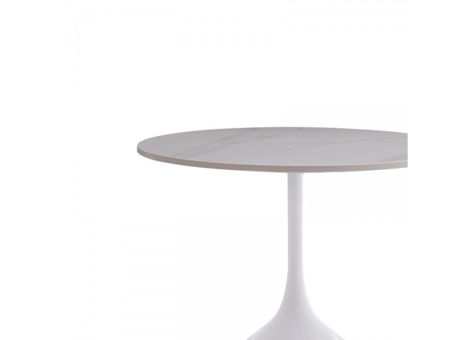 Βοηθητικό τραπέζι Kousien Inart λευκό sintered stone Φ50x60εκ
