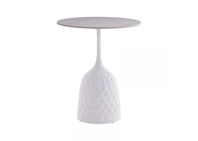 Βοηθητικό τραπέζι Kousien Inart λευκό sintered stone Φ50x60εκ