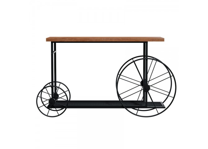 Κονσόλα Bike pakoworld χρώμα μαύρο-καρυδί 148x28x85εκ