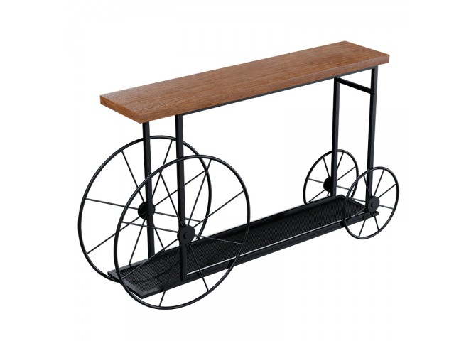 Κονσόλα Bike pakoworld χρώμα μαύρο-καρυδί 148x28x85εκ