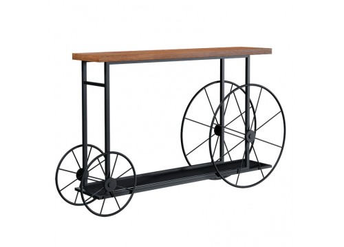 Κονσόλα Bike pakoworld χρώμα μαύρο-καρυδί 148x28x85εκ