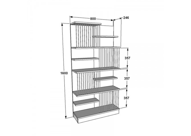 Βιβλιοθήκη Gassim pakoworld μαύρο-καρυδί-λευκό 80x24.6x160εκ