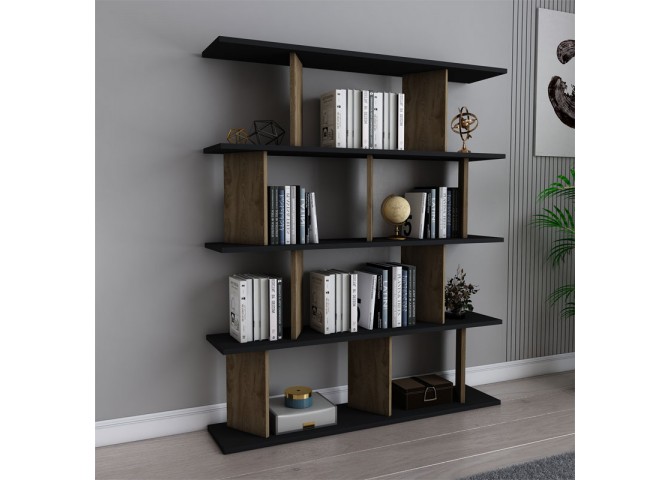 Βιβλιοθήκη Ratu pakoworld sonoma-μαύρο 120x24,6x141εκ