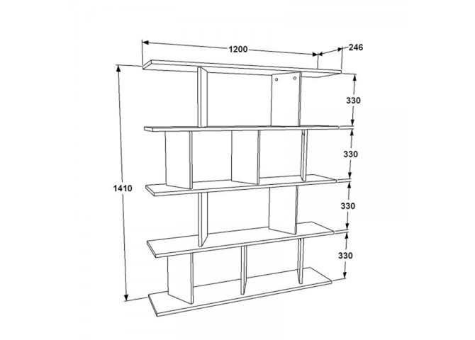Βιβλιοθήκη Ratu pakoworld sonoma-μαύρο 120x24,6x141εκ