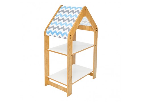 Ραφιέρα Montessori Zoilen pakoworld φυσικό-λευκό-μπλε mdf 50x30x80εκ