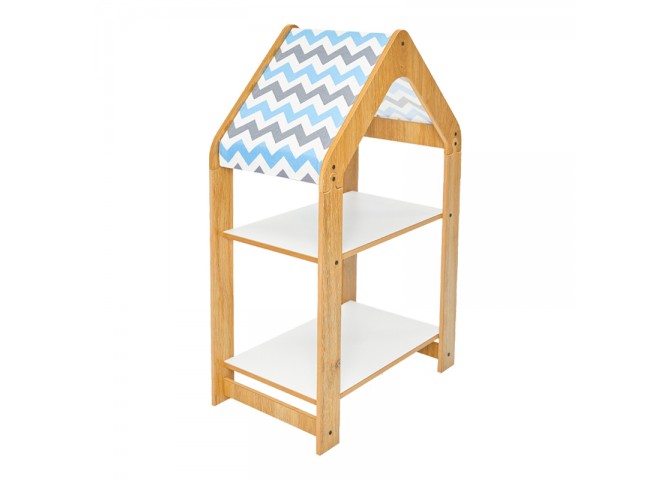 Ραφιέρα Montessori Zoilen pakoworld φυσικό-λευκό-μπλε mdf 50x30x80εκ