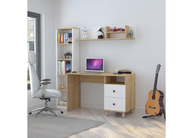 Σύνθεση γραφείου Kontor pakoworld sonoma-λευκό 160x50x162εκ