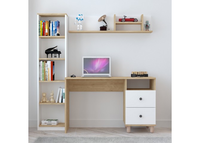 Σύνθεση γραφείου Kontor pakoworld sonoma-λευκό 160x50x162εκ