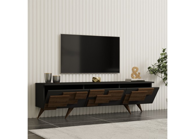 Έπιπλο τηλεόρασης Trida pakoworld καρυδί με ανθρακί 160x35x45εκ