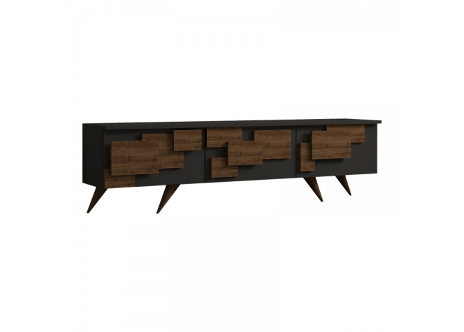 Έπιπλο τηλεόρασης Trida pakoworld καρυδί με ανθρακί 160x35x45εκ