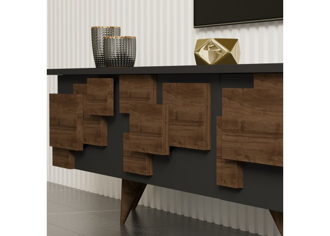 Έπιπλο τηλεόρασης Trida pakoworld καρυδί με ανθρακί 160x35x45εκ