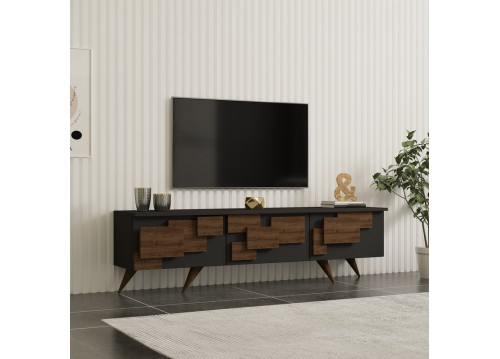 Έπιπλο τηλεόρασης Trida pakoworld καρυδί με ανθρακί 160x35x45εκ