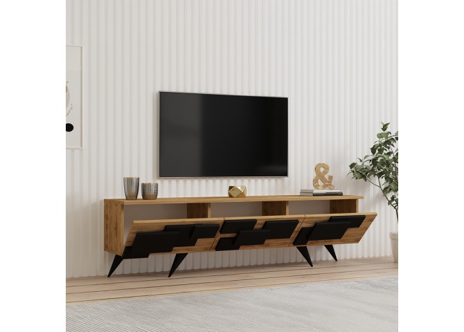 Έπιπλο τηλεόρασης Trida pakoworld oak με μαύρο 160x35x45εκ