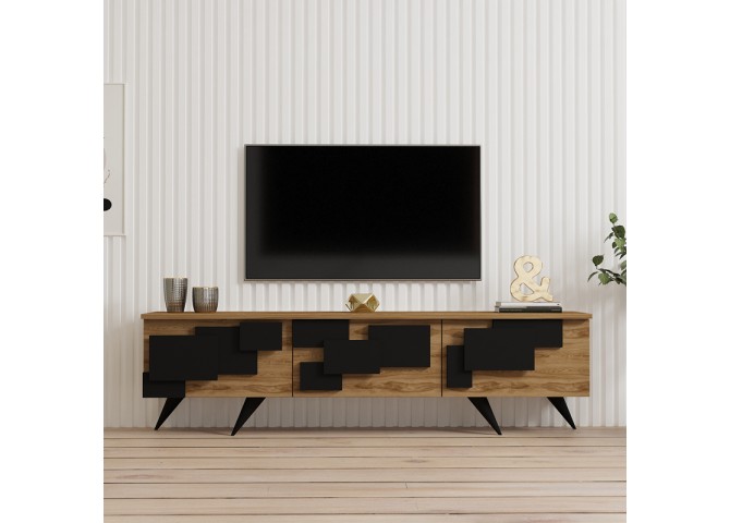 Έπιπλο τηλεόρασης Trida pakoworld oak με μαύρο 160x35x45εκ