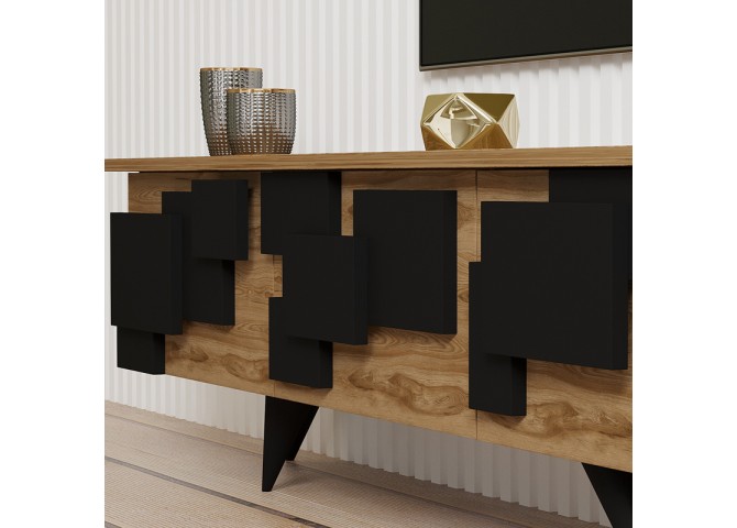 Έπιπλο τηλεόρασης Trida pakoworld oak με μαύρο 160x35x45εκ