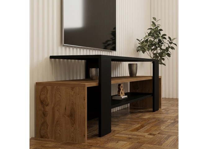Έπιπλο τηλεόρασης Lenour pakoworld sonoma με μαύρο 150x35x45εκ