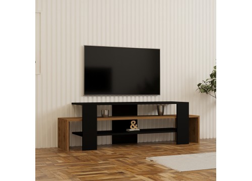 Έπιπλο τηλεόρασης Lenour pakoworld sonoma με μαύρο 150x35x45εκ