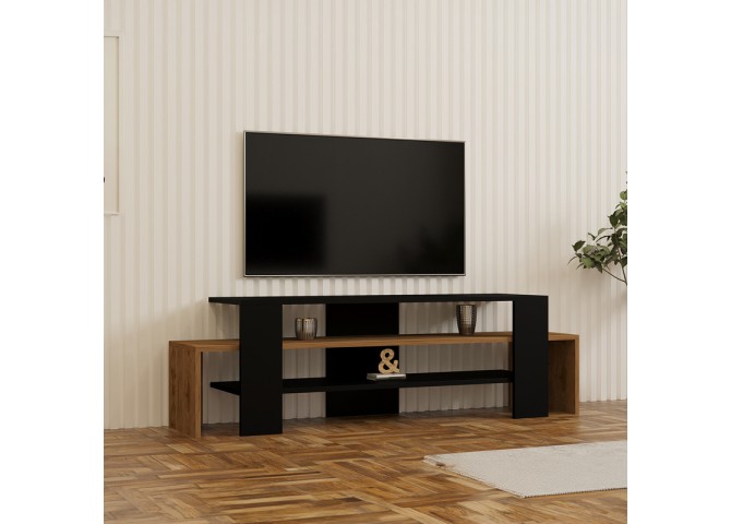 Έπιπλο τηλεόρασης Lenour pakoworld sonoma με μαύρο 150x35x45εκ
