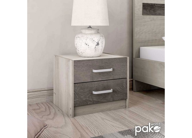 Κομοδίνο OLYMPUS pakoworld με 2 συρτάρια χρώμα castillo-toro 47,5x40,5x40,5εκ